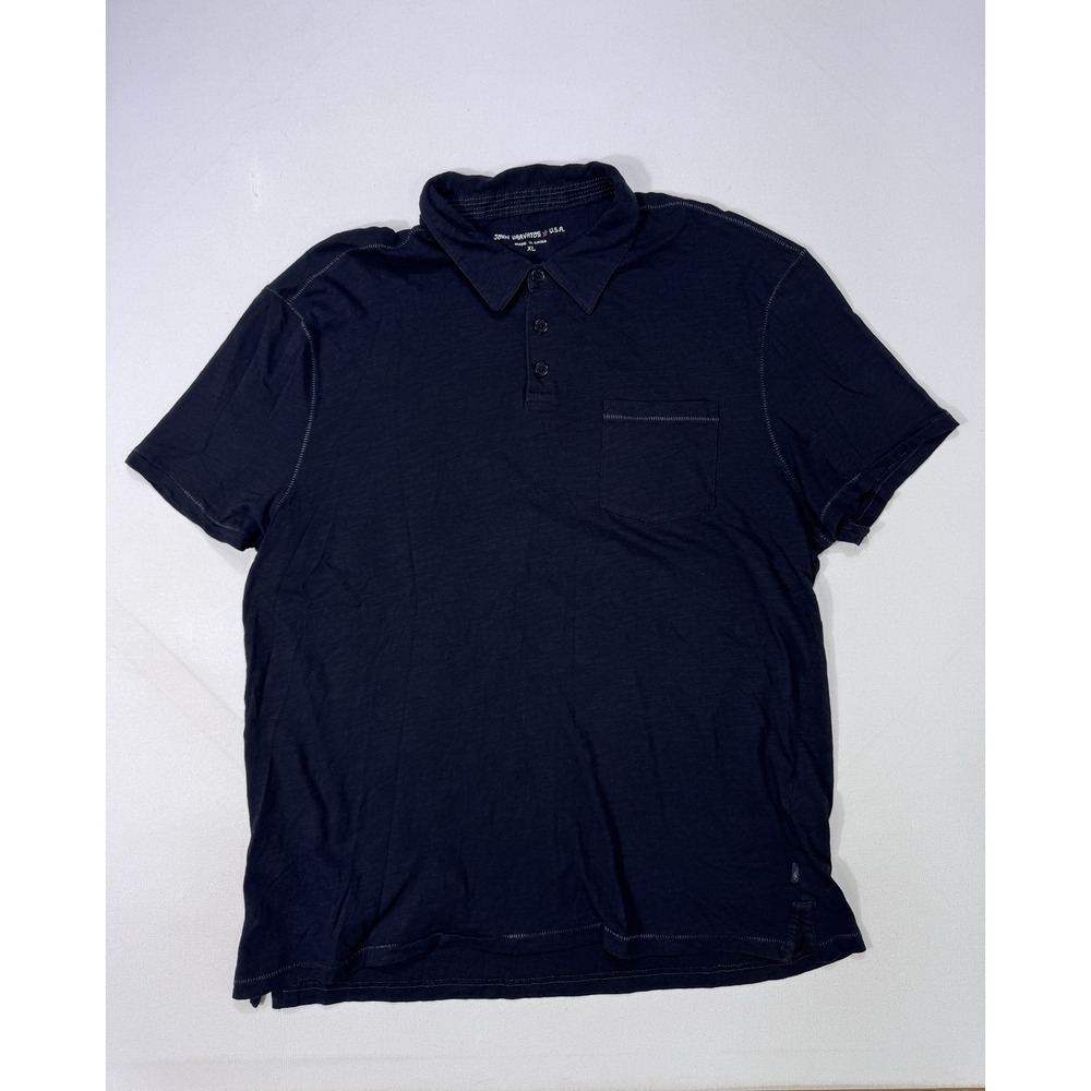 John Varvatos USA Polo Shirt Mens XL Black Cotton Knit Pocket Golf Casual Top